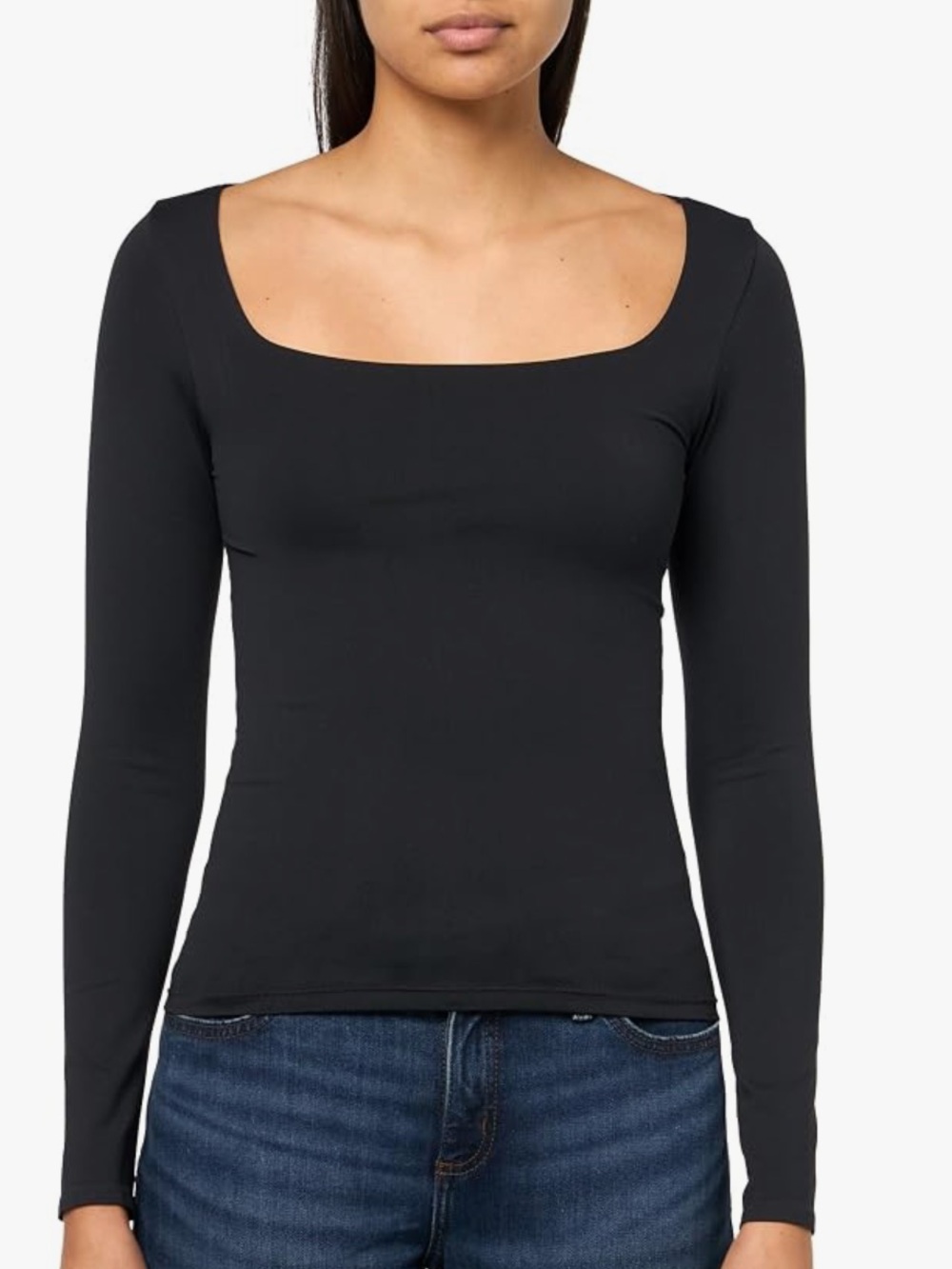 Aeropostale Seriously Soft Sculpt Square Neck Long Sleeve Top | Size Medium